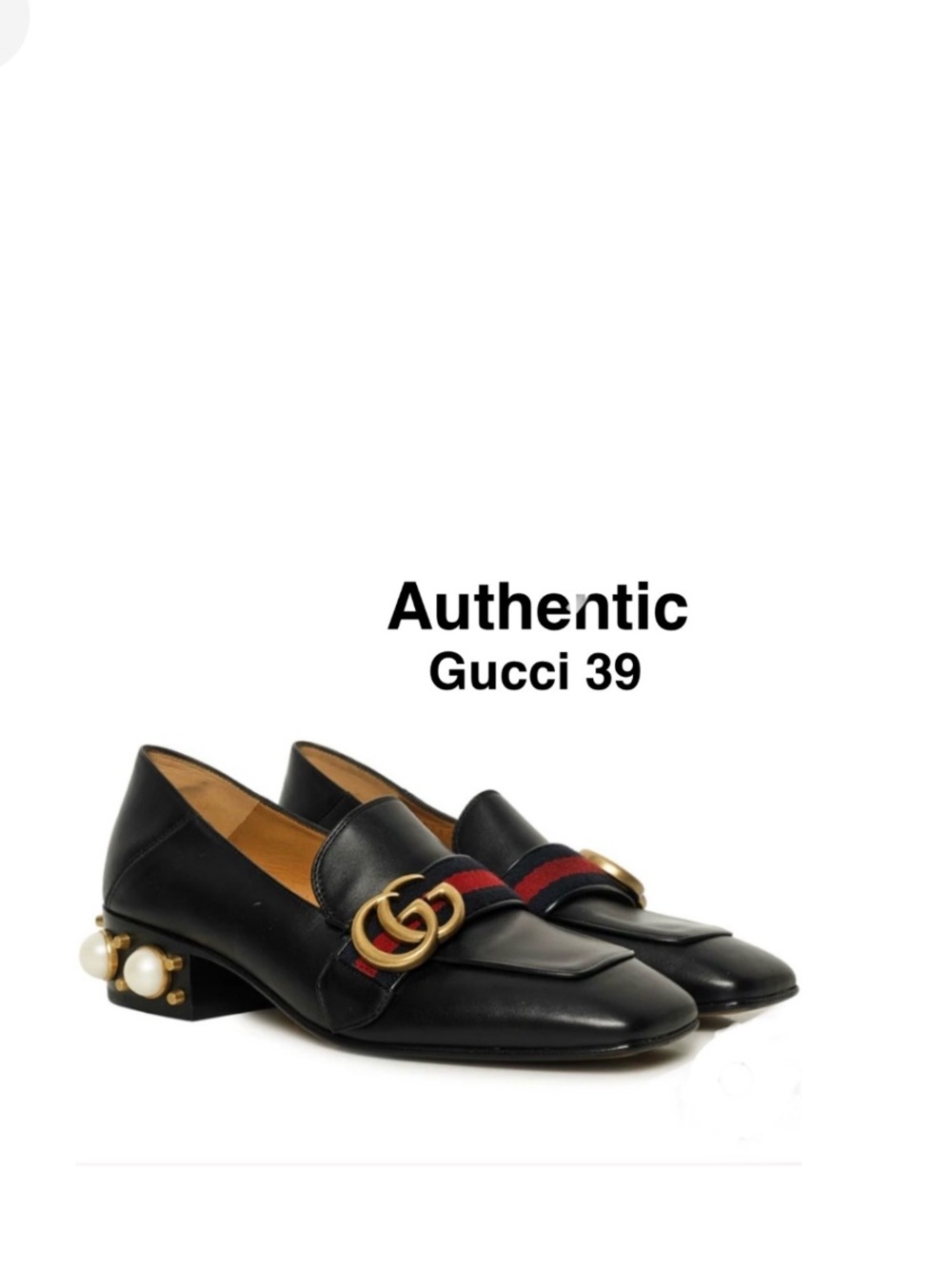 Gucci Size 39 Web Peyton Faux Pearl Accents Loafers ⭐️⭐️⭐️⭐️